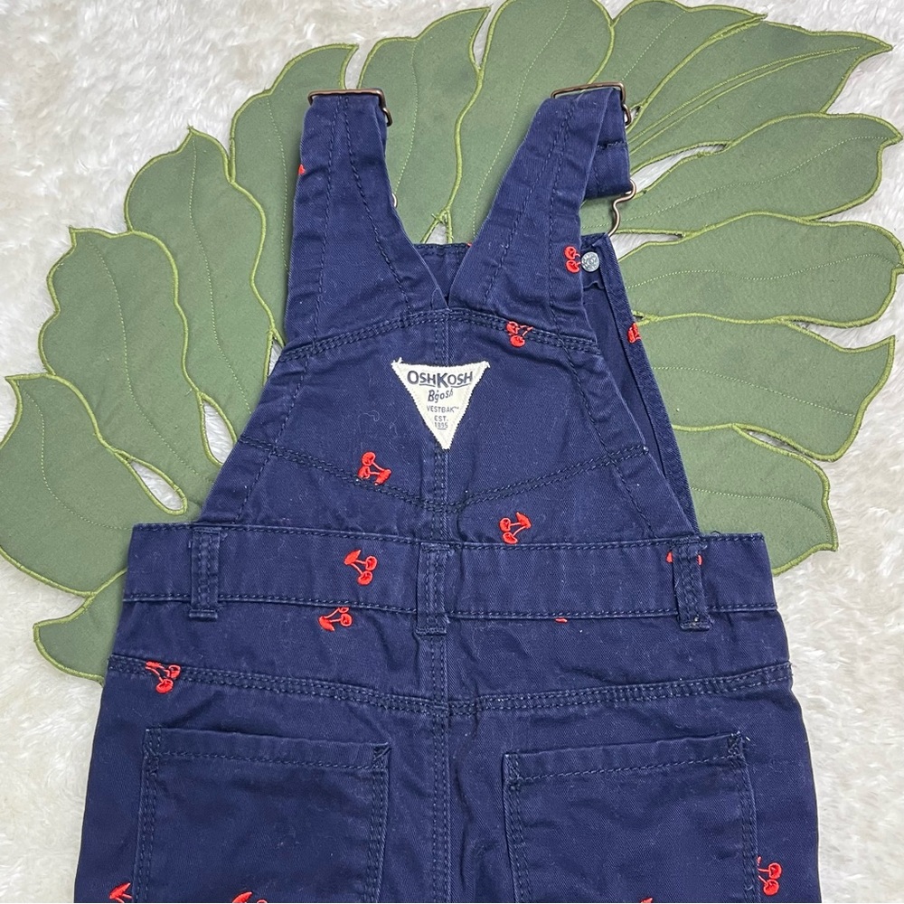 OshKosh B'gosh Navy Overalls with Cherry Embroidery 24M - Picture 6 of 8